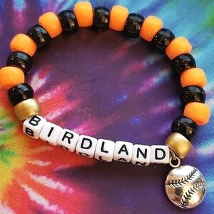 HANDMADE MLB Black and Orange Baltimore Orioles Baseball Birdland Bracelet